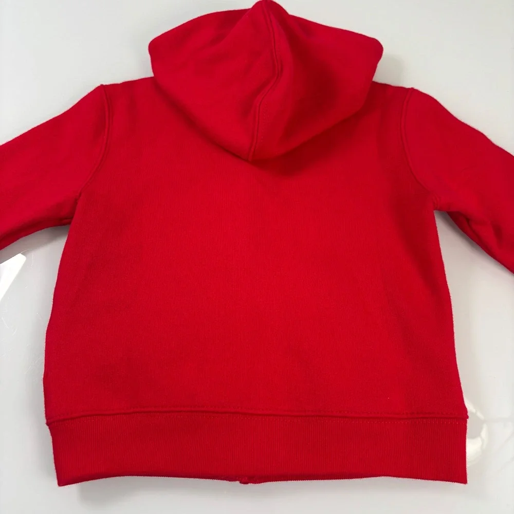 Ralph Lauren Toddler 24M Red Zip Hoodie New Embroidered Pony Logo Fleece